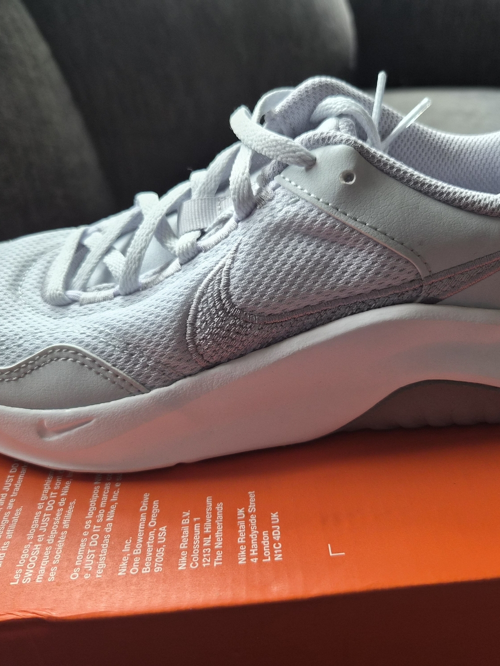 Nike Women's Light Gray Mesh Training Sneakers